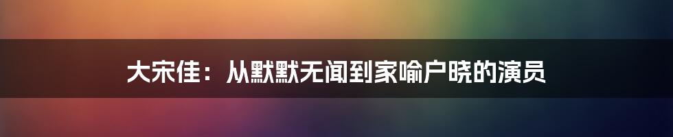 大宋佳：从默默无闻到家喻户晓的演员