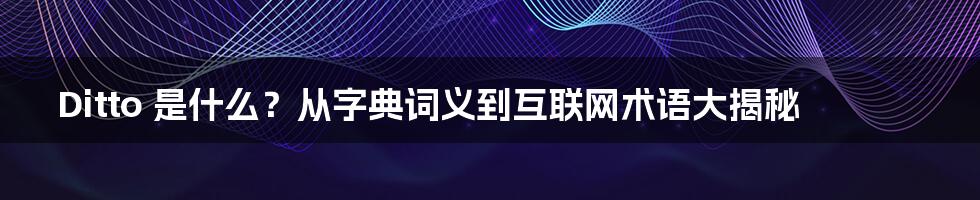 Ditto 是什么？从字典词义到互联网术语大揭秘