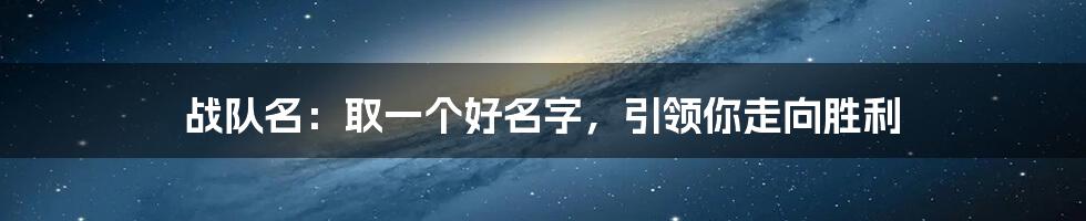 战队名：取一个好名字，引领你走向胜利