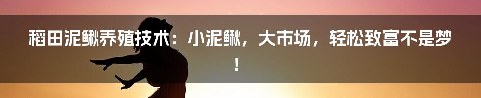 稻田泥鳅养殖技术：小泥鳅，大市场，轻松致富不是梦！