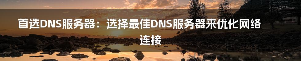 首选DNS服务器：选择最佳DNS服务器来优化网络连接