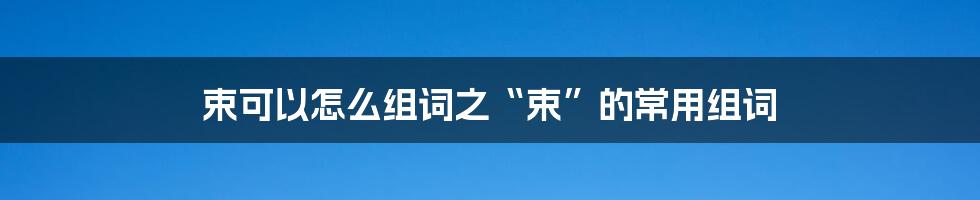 束可以怎么组词之“束”的常用组词