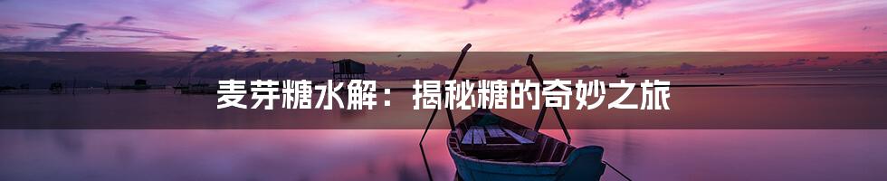 麦芽糖水解：揭秘糖的奇妙之旅