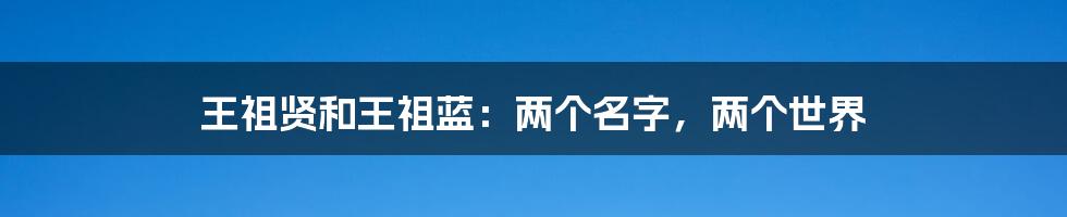 王祖贤和王祖蓝：两个名字，两个世界