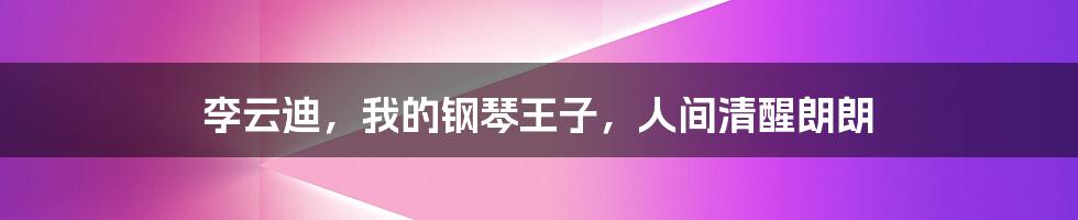 李云迪，我的钢琴王子，人间清醒朗朗