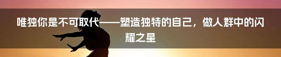 唯独你是不可取代——塑造独特的自己，做人群中的闪耀之星