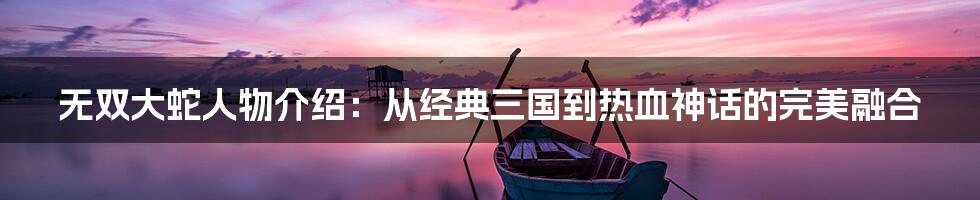 无双大蛇人物介绍：从经典三国到热血神话的完美融合