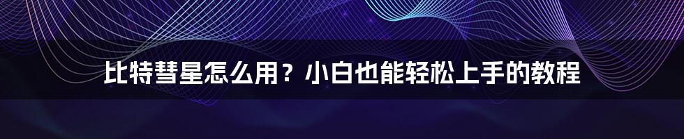 比特彗星怎么用？小白也能轻松上手的教程