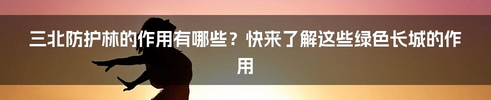 三北防护林的作用有哪些？快来了解这些绿色长城的作用