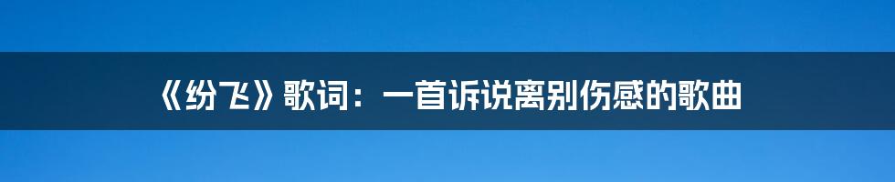 《纷飞》歌词：一首诉说离别伤感的歌曲