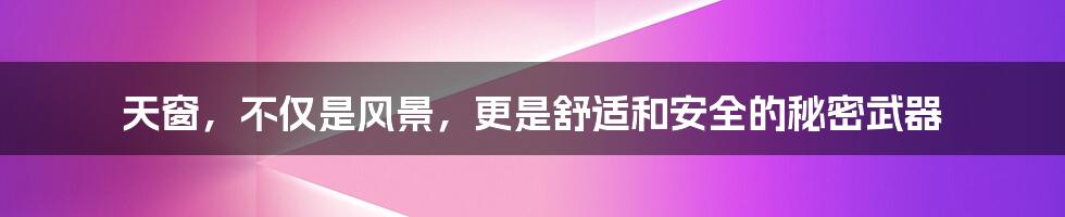 天窗，不仅是风景，更是舒适和安全的秘密武器