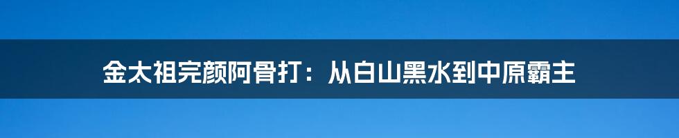 金太祖完颜阿骨打：从白山黑水到中原霸主