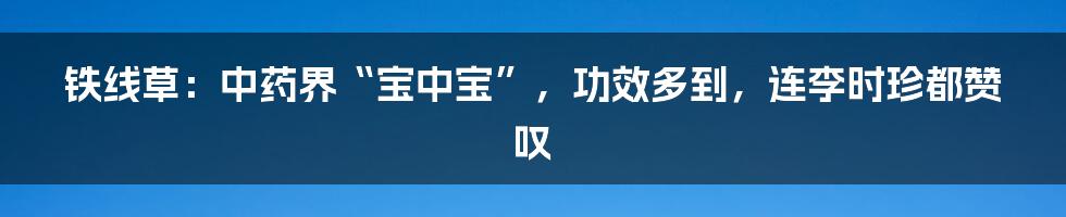 铁线草：中药界“宝中宝”，功效多到，连李时珍都赞叹