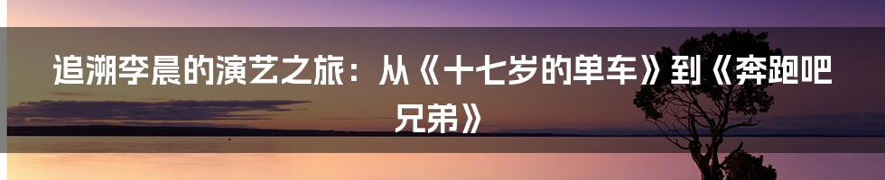 追溯李晨的演艺之旅：从《十七岁的单车》到《奔跑吧兄弟》