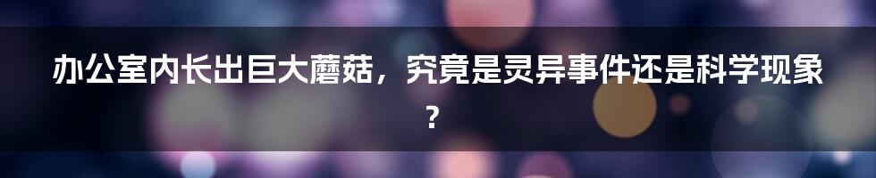 办公室内长出巨大蘑菇，究竟是灵异事件还是科学现象？