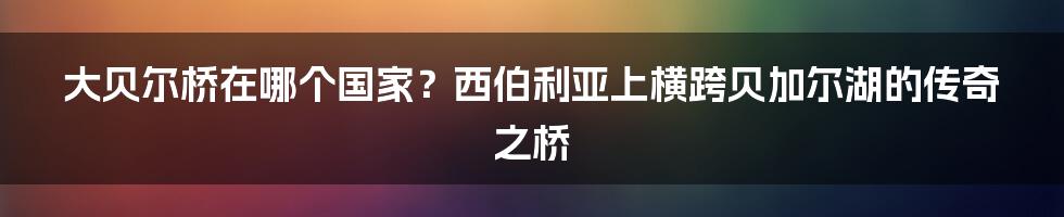 大贝尔桥在哪个国家？西伯利亚上横跨贝加尔湖的传奇之桥