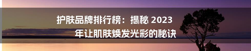 护肤品牌排行榜：揭秘 2023 年让肌肤焕发光彩的秘诀