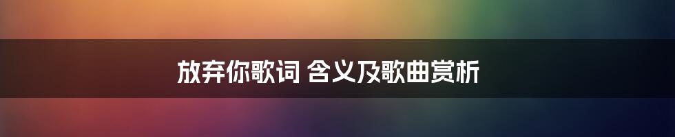 放弃你歌词 含义及歌曲赏析