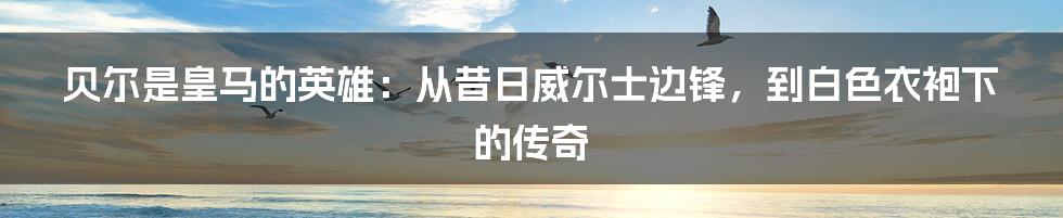 贝尔是皇马的英雄：从昔日威尔士边锋，到白色衣袍下的传奇