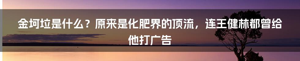 金坷垃是什么？原来是化肥界的顶流，连王健林都曾给他打广告