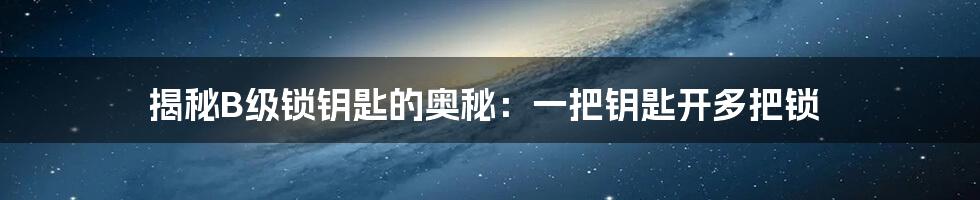 揭秘B级锁钥匙的奥秘：一把钥匙开多把锁