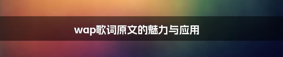 wap歌词原文的魅力与应用