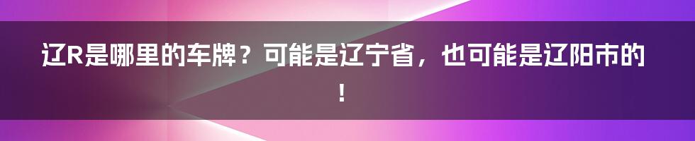 辽R是哪里的车牌？可能是辽宁省，也可能是辽阳市的！