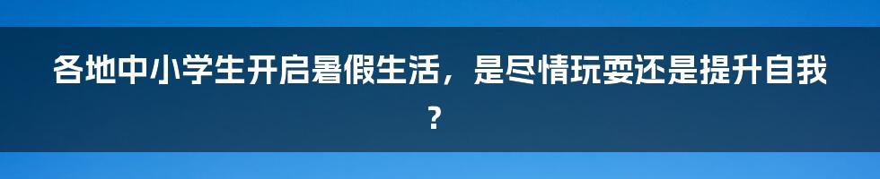 各地中小学生开启暑假生活，是尽情玩耍还是提升自我？