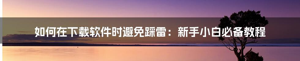 如何在下载软件时避免踩雷：新手小白必备教程