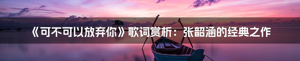 《可不可以放弃你》歌词赏析：张韶涵的经典之作