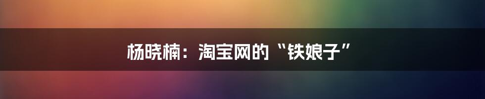 杨晓楠：淘宝网的“铁娘子”