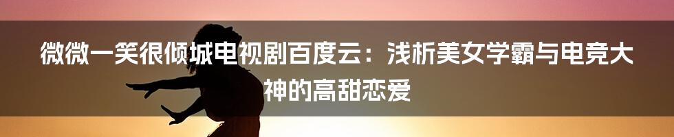 微微一笑很倾城电视剧百度云：浅析美女学霸与电竞大神的高甜恋爱