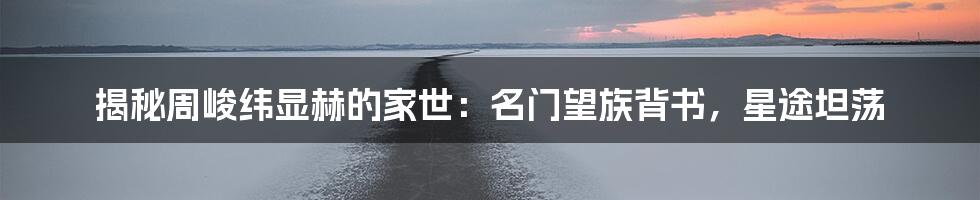 揭秘周峻纬显赫的家世：名门望族背书，星途坦荡