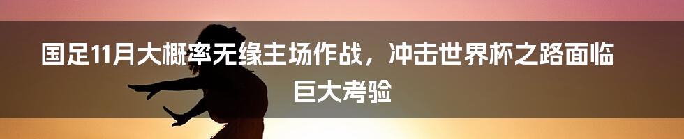 国足11月大概率无缘主场作战，冲击世界杯之路面临巨大考验