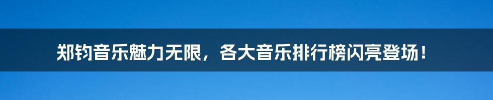 郑钧音乐魅力无限，各大音乐排行榜闪亮登场！