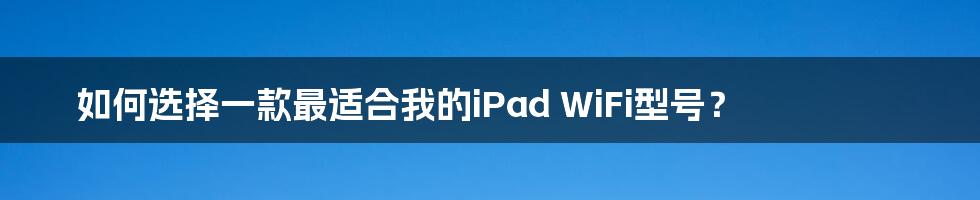 如何选择一款最适合我的iPad WiFi型号？