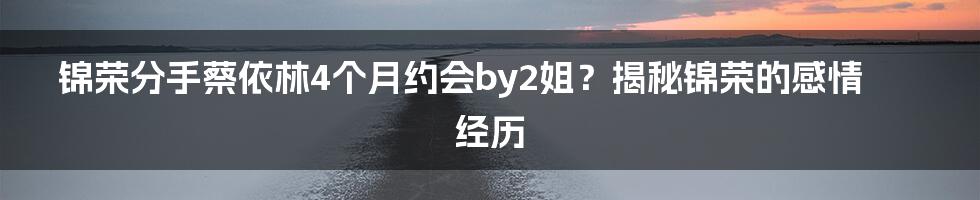 锦荣分手蔡依林4个月约会by2姐？揭秘锦荣的感情经历