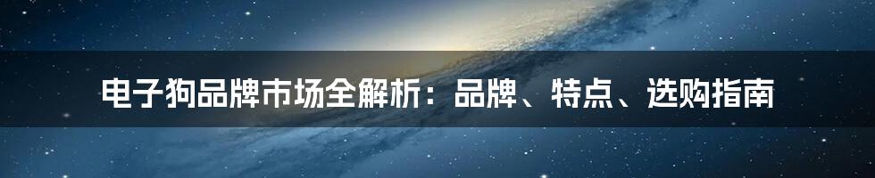 电子狗品牌市场全解析：品牌、特点、选购指南