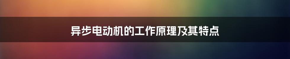 异步电动机的工作原理及其特点