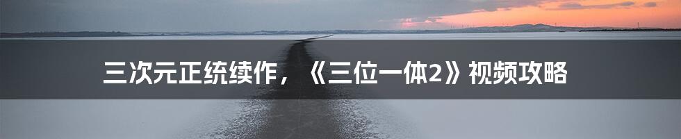 三次元正统续作，《三位一体2》视频攻略