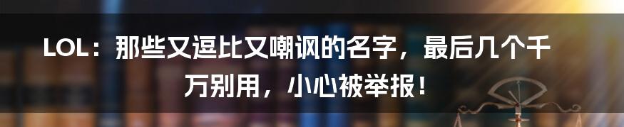 LOL：那些又逗比又嘲讽的名字，最后几个千万别用，小心被举报！