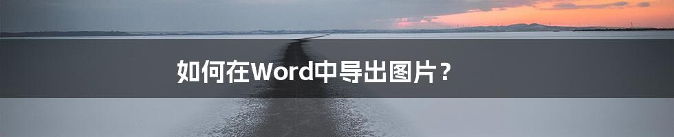 如何在Word中导出图片？