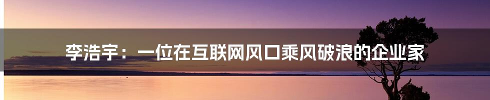 李浩宇：一位在互联网风口乘风破浪的企业家