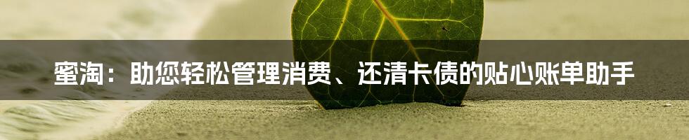 蜜淘：助您轻松管理消费、还清卡债的贴心账单助手