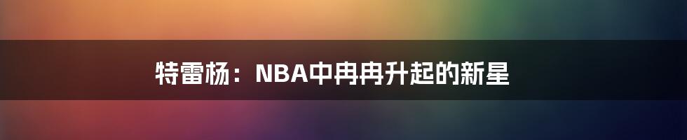 特雷杨：NBA中冉冉升起的新星