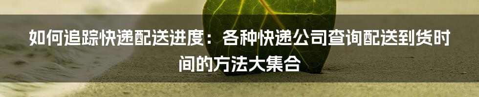 如何追踪快递配送进度：各种快递公司查询配送到货时间的方法大集合