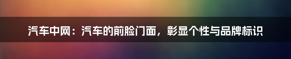 汽车中网：汽车的前脸门面，彰显个性与品牌标识