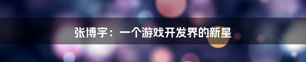 张博宇：一个游戏开发界的新星