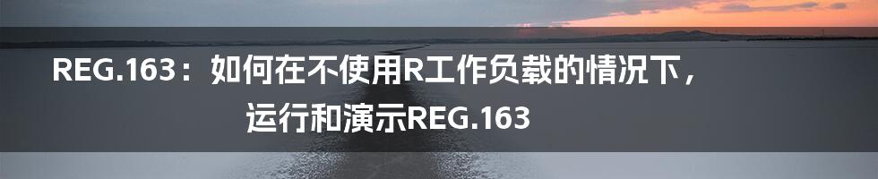 REG.163：如何在不使用R工作负载的情况下，运行和演示REG.163