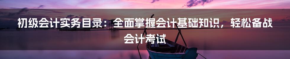 初级会计实务目录：全面掌握会计基础知识，轻松备战会计考试